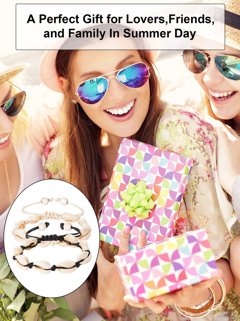 meekoo 2 Pieces Boho Natural Shell Anklet Bracelet Handmade Beach Foot Jewelry Adjustable Beaded Anklet for Women - Image 5